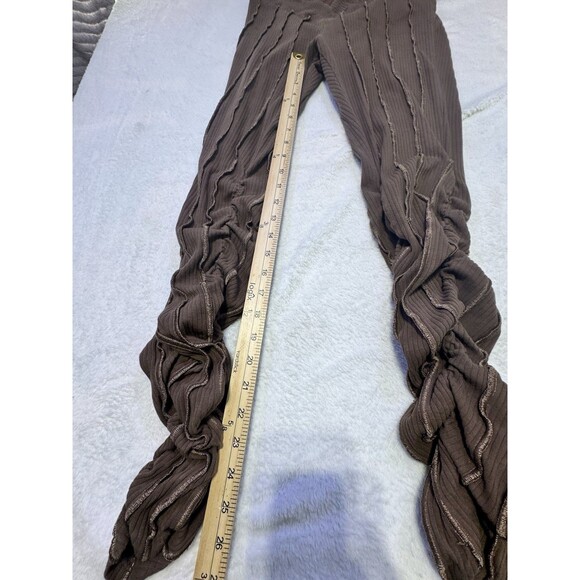 Bad society Club Dark Brown Ribbed Leggings Form Fit Y2K V Line XL Soft Comfy - Picture 3 of 12